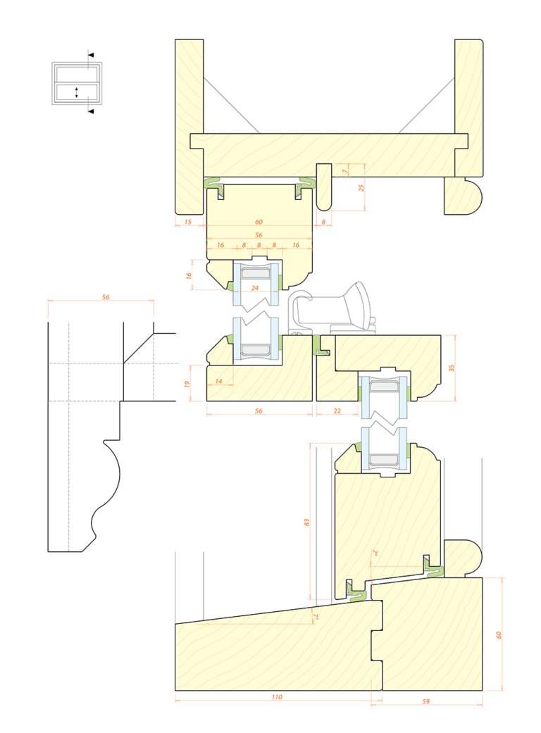 Sistemi per finestre a ghigliottina in legno Sliding Sash 56 Legno (1)